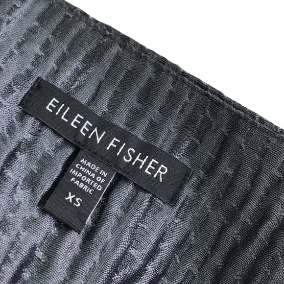 Eileen Fisher Gray Silk Textured Groove Jacket Pockets - Picture 12 of 16